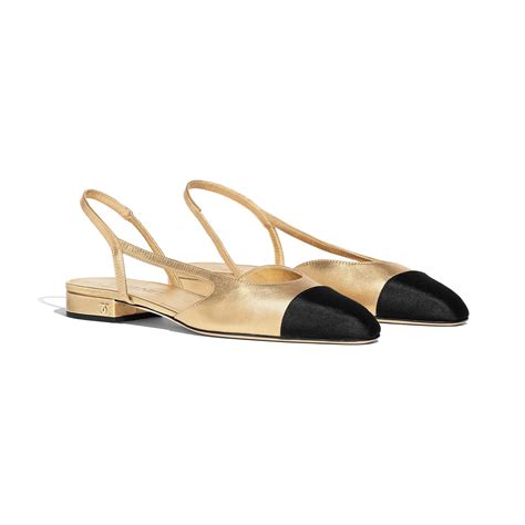 black and gold chanel pumps|Chanel black slingback flats.